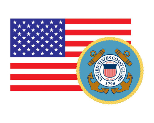 American Flag with Coast Guard Emblem USCG Logo Vinyl Decal Sticker for Cars Trucks Laptops etc. 3.22x5 …