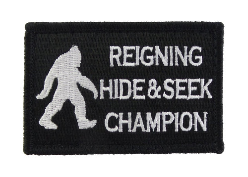 Bigfoot Reigning Hide and Seek Champion Tactical Velcro Fully Embroidered Morale Tags Patch