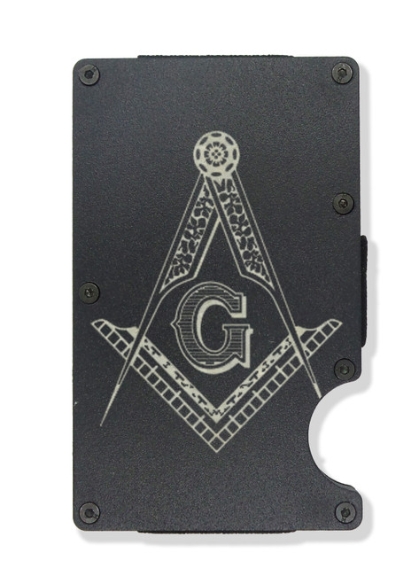 Masonic Compass and Square Wallet Custom Engraved RFID Blocking Thin Card Organizer w/ Money Clip