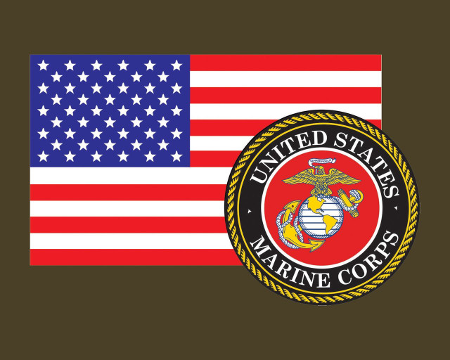 American Flag with Marine Corps Seal USMC 3.22x5 Vinyl Decal Sticker