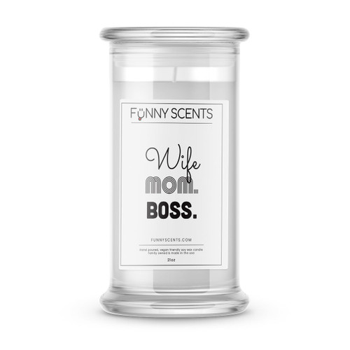 Wife Mom. Boss. Funny Candles