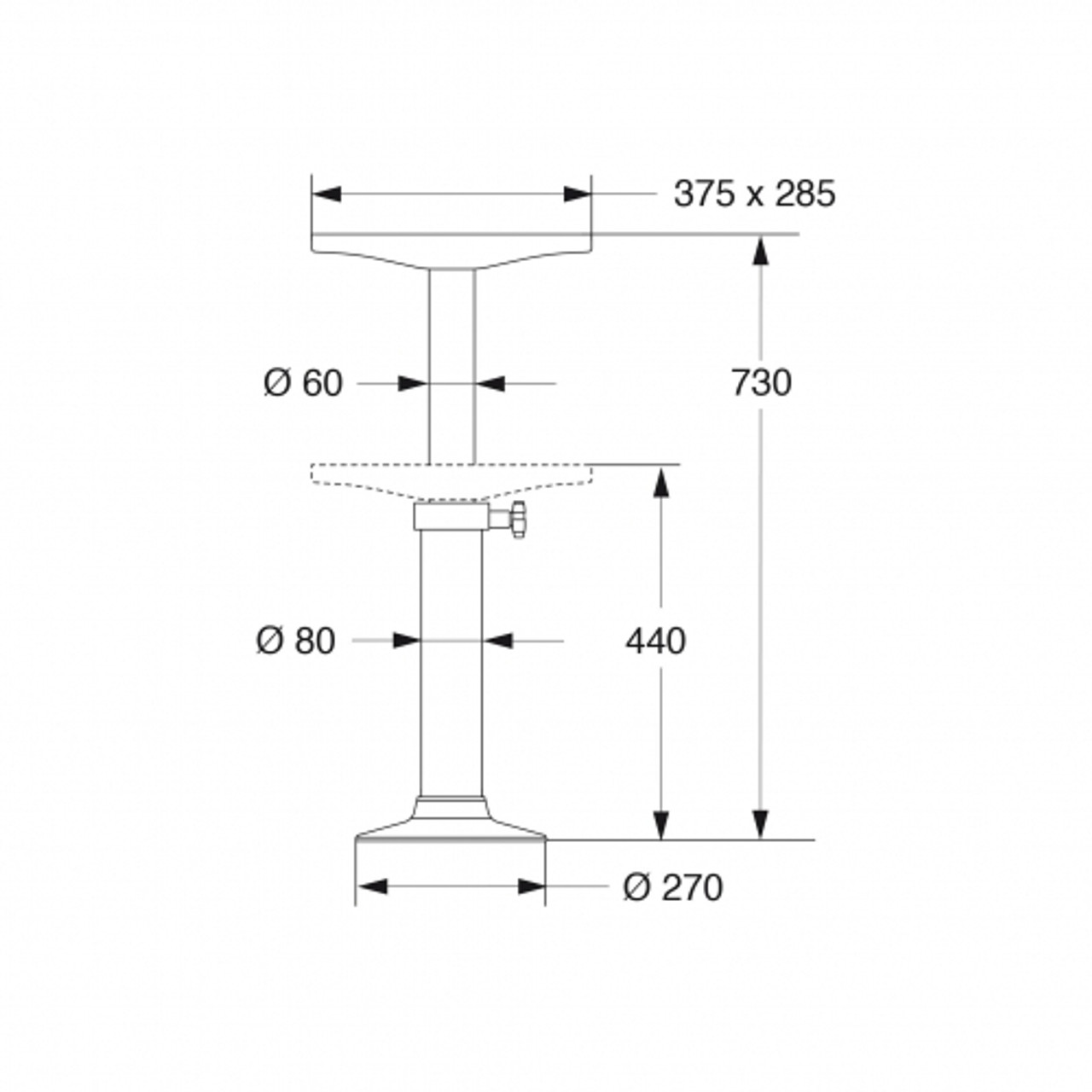 Telescopic table pedestal