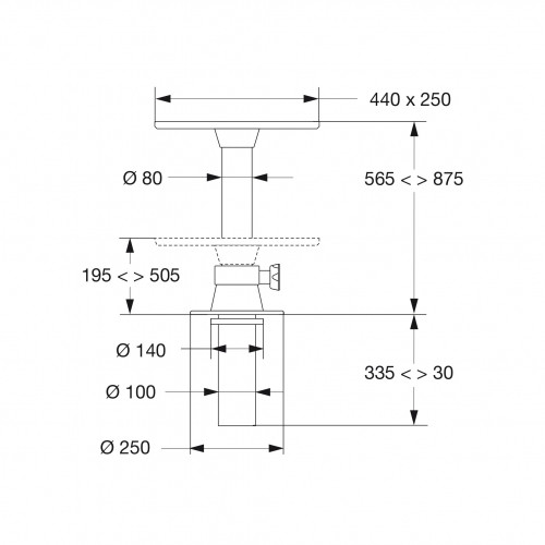 Telescopic gas table pedestal