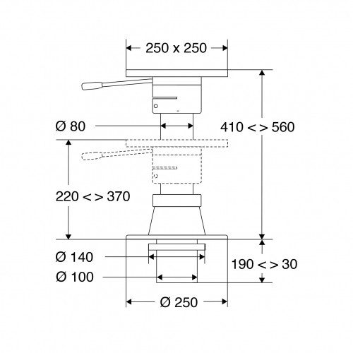 Telescopic chair pedestal gas powered with underfloor protrusion and