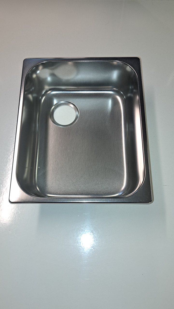 Stainless Single sink, satin finish, inset flange, cornern hole