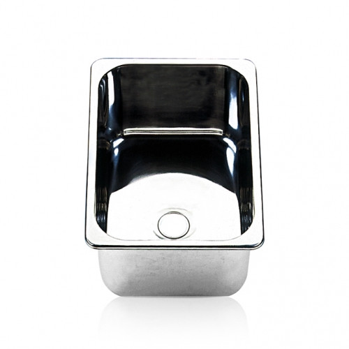 Marine quality stainless single sink, mirror finish, inset flange, standard drain hole