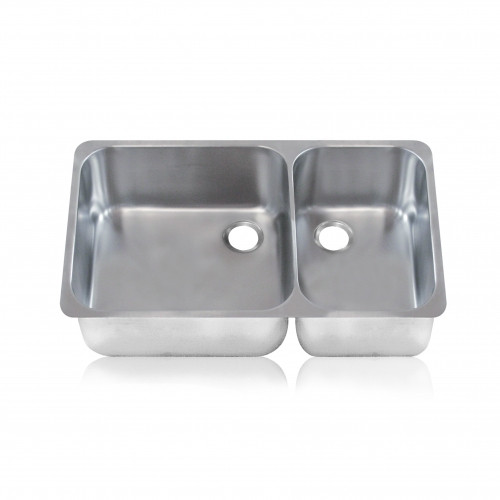 Marine quality stainless steel 18/10 double sink with under surface flange