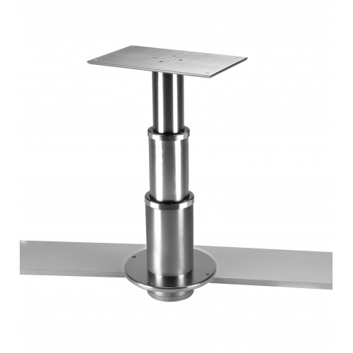 Two stages electric table pedestal with underfloor protrusion