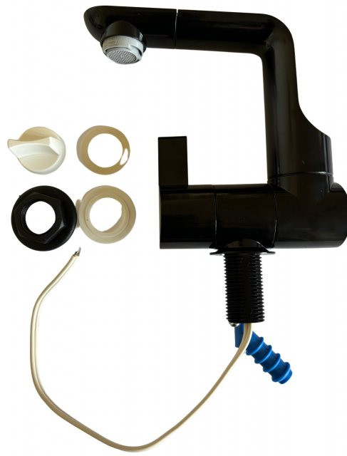 G70028 Comet Arona Microswitch Cold Water Campervan Tap Black Barbed 12V