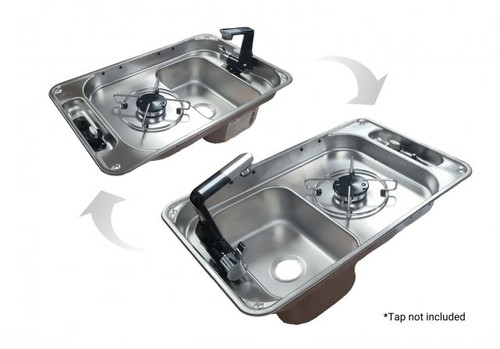 CAN FL1323GP Rectangular one burner hob and sink with no lid.