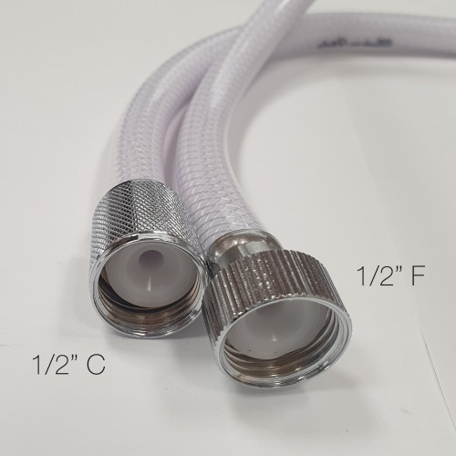 STP2012-C/1 White plastic flex for straight shower 1/2"F - 1/2"C