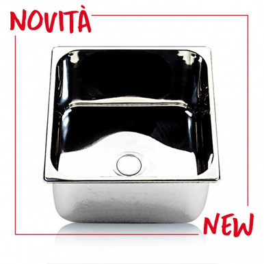 Stainless steel single sink, mirror finish, inset flange, standard ...
