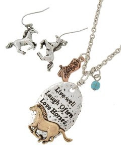 Horse Necklace & Earring Set