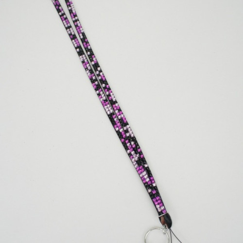 Lanyard W/ Keyring and Clip 2 Pack Multi Colored Purple and Multi Colored Silver
