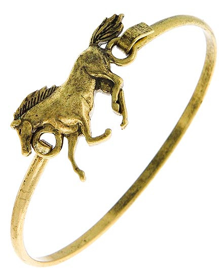 Antique Gold Running Horse Bangle Bracelet