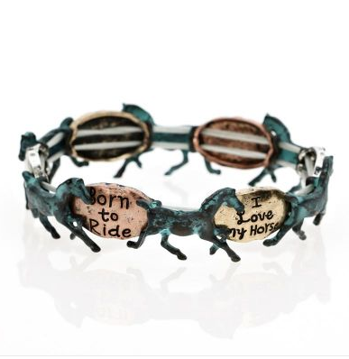 Born to Ride Patina Horse Stretch Bracelet