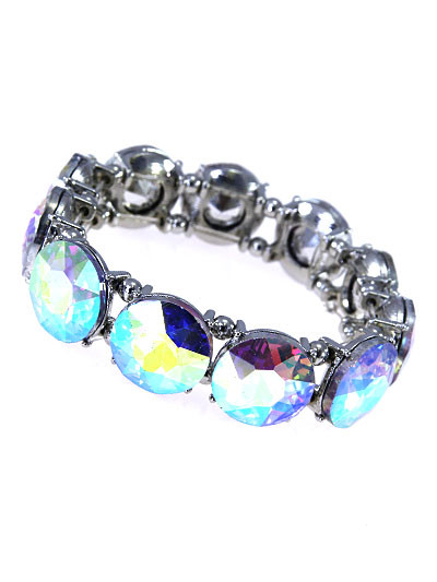 Silver Stretch Bracelet w/AB Crystal