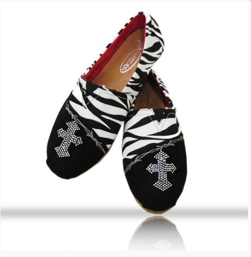 Zebra Rhinestone Slip on Shoes Size 9 1/2