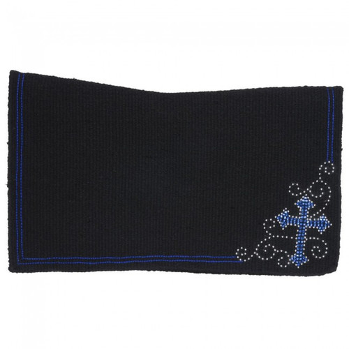 Contour Wool Saddle Blanket with Crystal Cross Design in 3 Colors