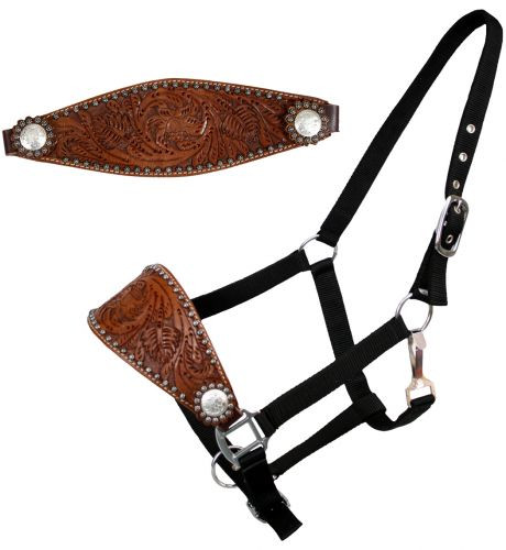 Tooled Leather Bronc Halter  15789