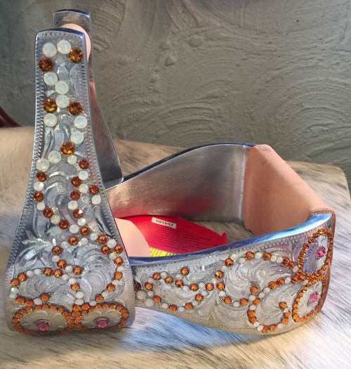 Aluminum Amber & White Opal Crystal Stirrups