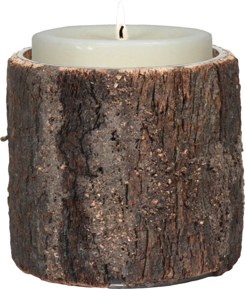 Real Tree Bark Candle Holder