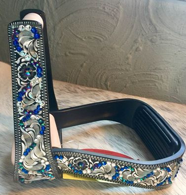 Black Aluminum w/Sapphire, Sapphire AB and Clear Crystal Stirrups
