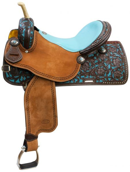 Teal Painted Barrel Racer Saddle