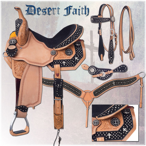 Desert Faith Black Barrel Racing Saddle Package