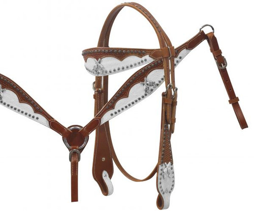 Crystal Crossed Pistols Headstall & Breast Collar Set 6085
