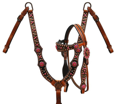 Gator Pink Candy Headstall and Breast Collar Set   #85013