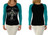 Women's long sleeve black with Teal Raglan Baseball Sleeves shirt