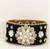 Black Leather Concho Bracelet with a Silver & Crystal Concho,