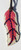 Pink Tooled & Painted leather tie on Feather with Red & Blue Swarovski Crystals