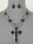 Silver & Black Cross Necklace