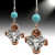 Silver, Copper & Turquoise Longhorn, Heart & Cross Dangle Earrings