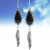Silver and Black Feather Earrings 