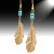 Antique Gold Dangle Feather With Turquoise
