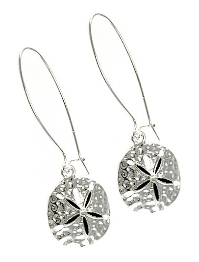 SILVER SAND DOLLAR FRENCH HOOK EARRINGS