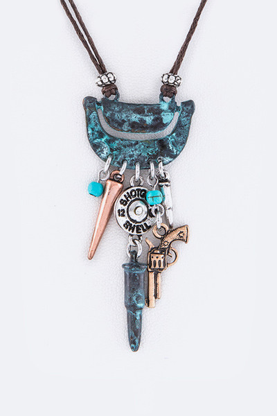 Mix Gun & Bullet Western Necklace