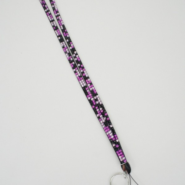Lanyard W/ Keyring and Clip 2 Pack Multi Colored Purple and Multi Colored Silver