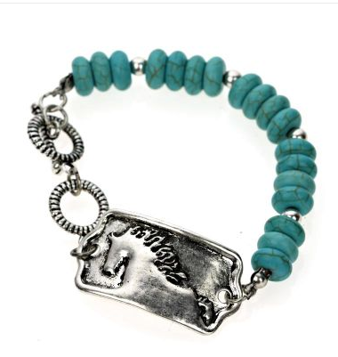 Silver and Turquoise Horse Stretch Bracelet