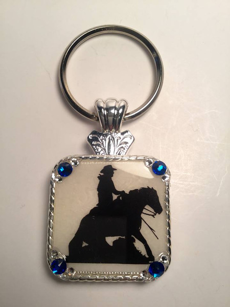 Reining Horse Photo Concho Pendant Key Ring