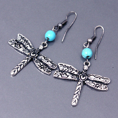 Dragonfly Earrings w/Turquoise