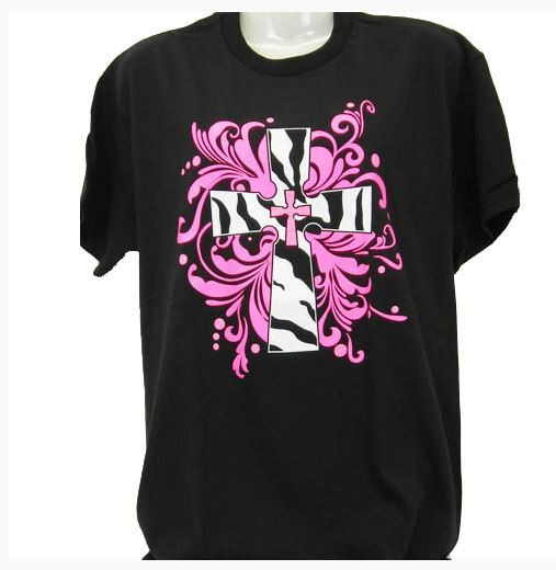 Black Cross T-Shirt w/ Hot Pink Design