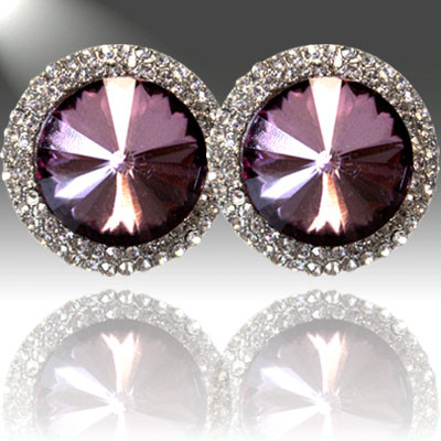Crystal & Rhinestone Purple Studs