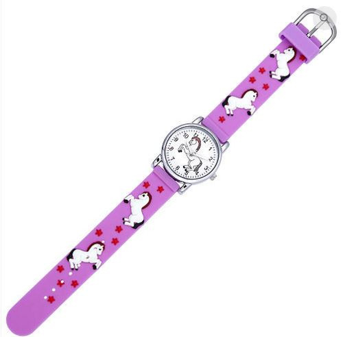 Lavender Kid's Watch with White Horses