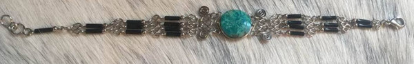 Silver & Beaded Turquoise Stone bracelet