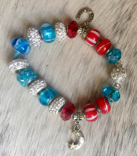 Red and Turquoise Pandora Beads with Charms 