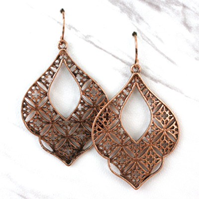 Copper Filigree Dangle Earrings